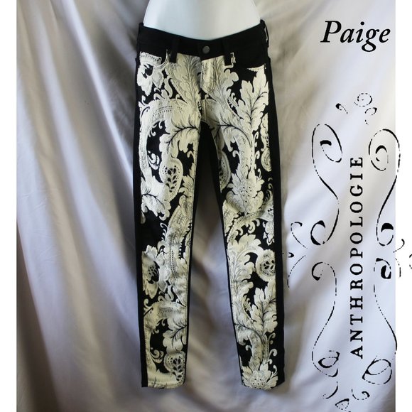 Anthro Paige Embroidered Jeans Emily Ultra Skinny - Picture 1 of 13